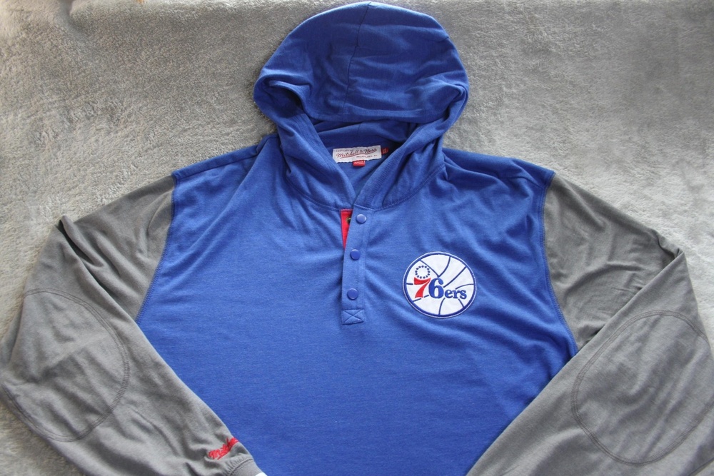 Vintage Philadelphia 76ers Sweatshirt Mens 2XL Blue NBA Mitchell & Ness